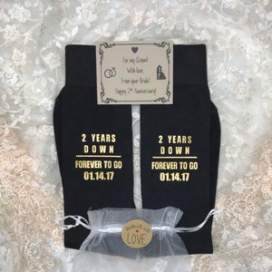 2nd Anniversary gift, FREE Anniversary Groom or Bride Socks Wrapper, Cotton for him, Cotton for her, Dress socks image 3