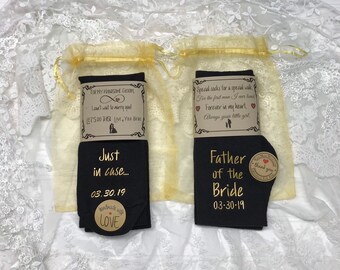 Sock label FREE, Cold feet socks Groom socks Just in case you get cold feet Optional bride name and date on socks