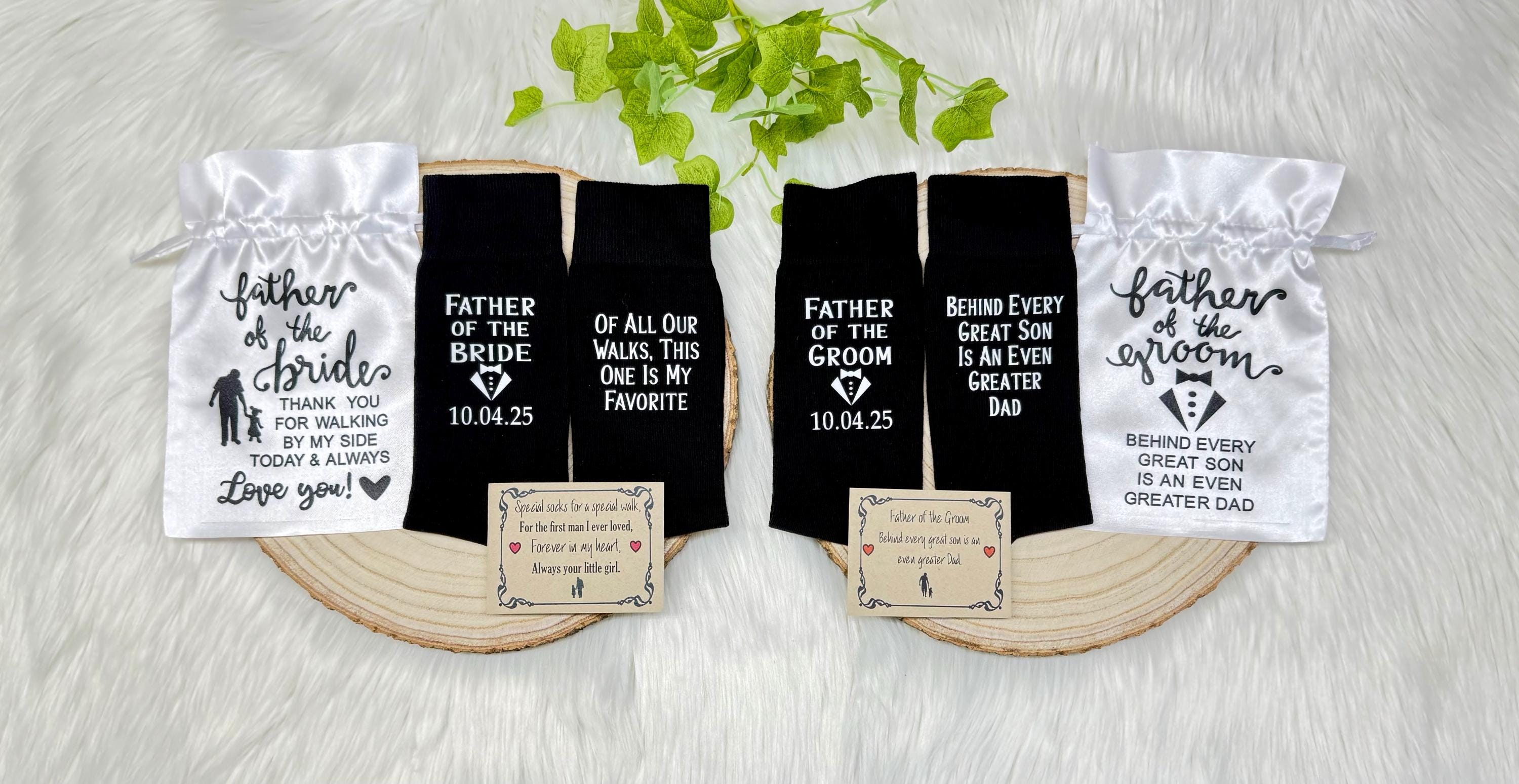 Father of Bride Gift, Groom, Father of Groom, Wedding Party, Cold Feet, Personalized, Custom, Father in Law, Sentimental Wedding Socks