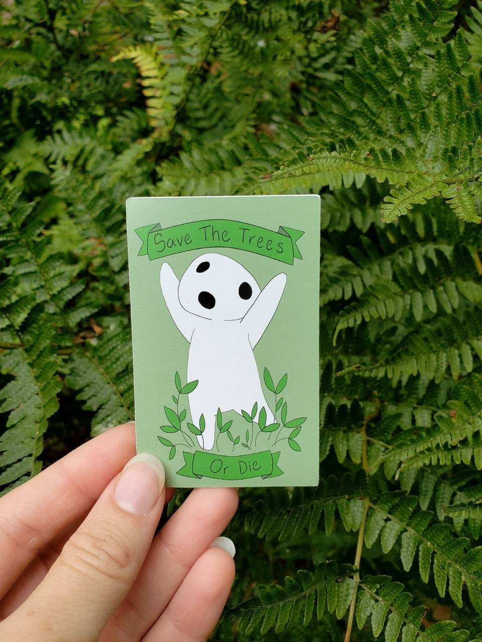 Save the Trees or Die : 100% Recycled Kodama Forest Spirit Sticker