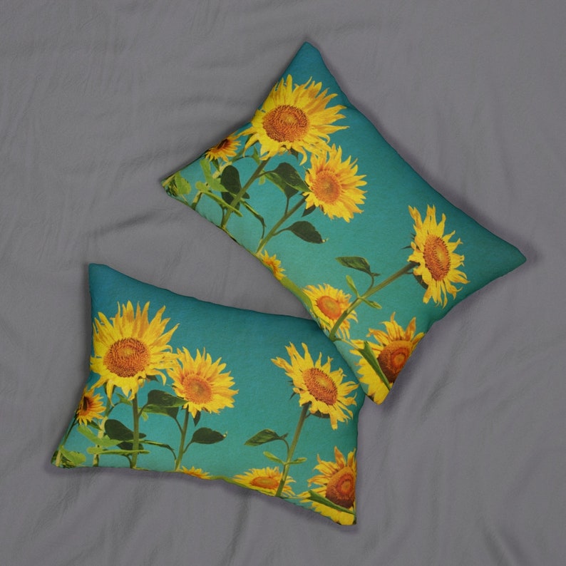 Summer Pillow Nature Pillow Flower Pillow Sunflower Lumbar Pillow Nature Cottage Decor Vintage Style Spun Polyester Lumbar Pillow