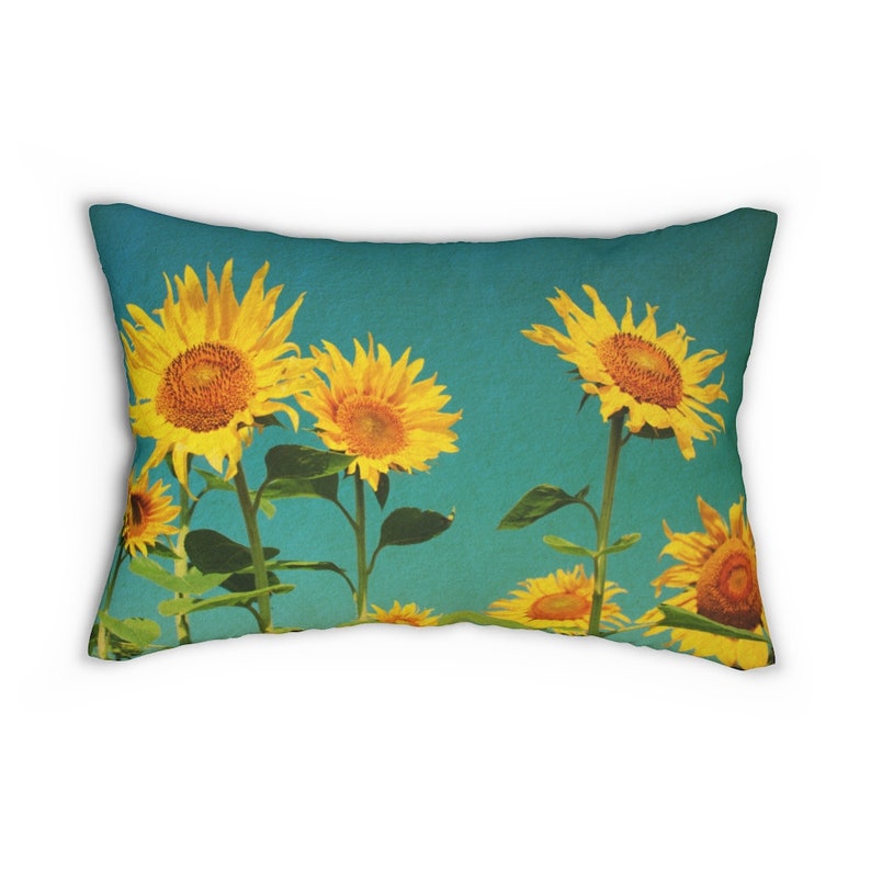 Summer Pillow Nature Pillow Flower Pillow Sunflower Lumbar Pillow Nature Cottage Decor Vintage Style Spun Polyester Lumbar Pillow
