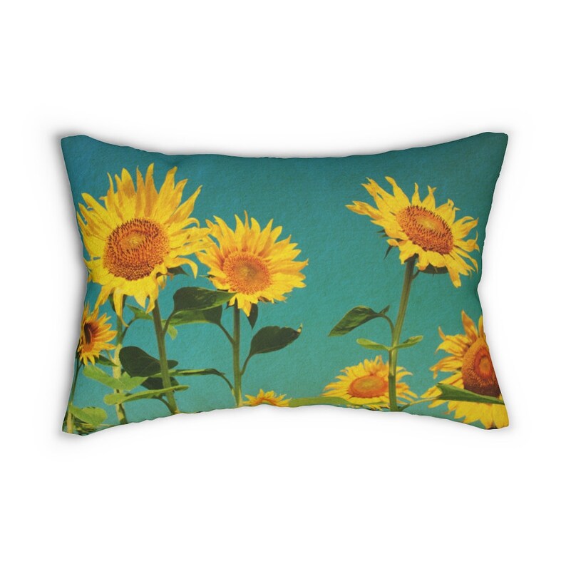 Summer Pillow Nature Pillow Flower Pillow Sunflower Lumbar Pillow Nature Cottage Decor Vintage Style Spun Polyester Lumbar Pillow