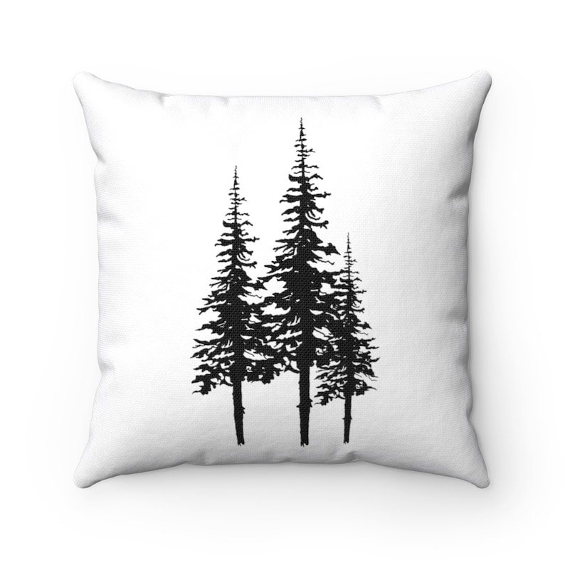 Minimalist Decor Nature Decor Nature Pillow Minimalism Pine Tree Spun Polyester Square Pillow Black and White Tree Pillow