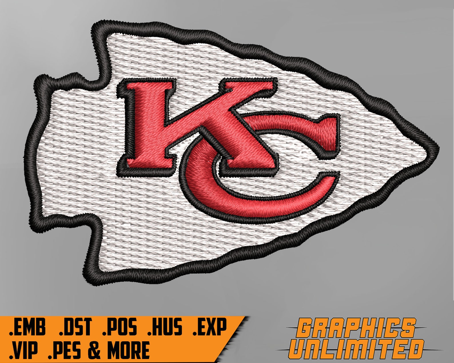 Kansas City Chiefs NFL Logo Embroidery Files 2 Inch high | Etsy