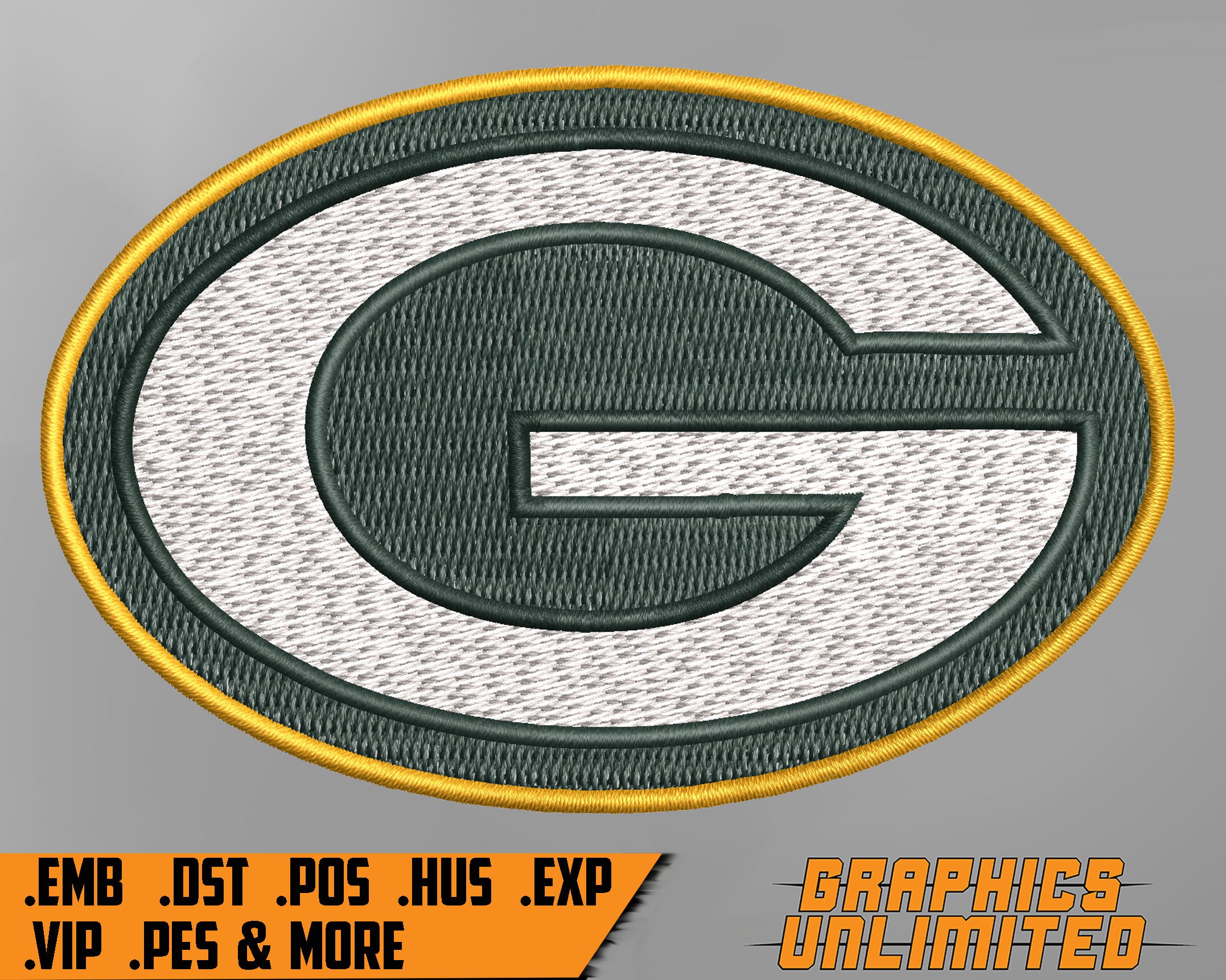 Green Bay Packers NFL Logo .EMB Embroidery File 2 Inch high Etsy