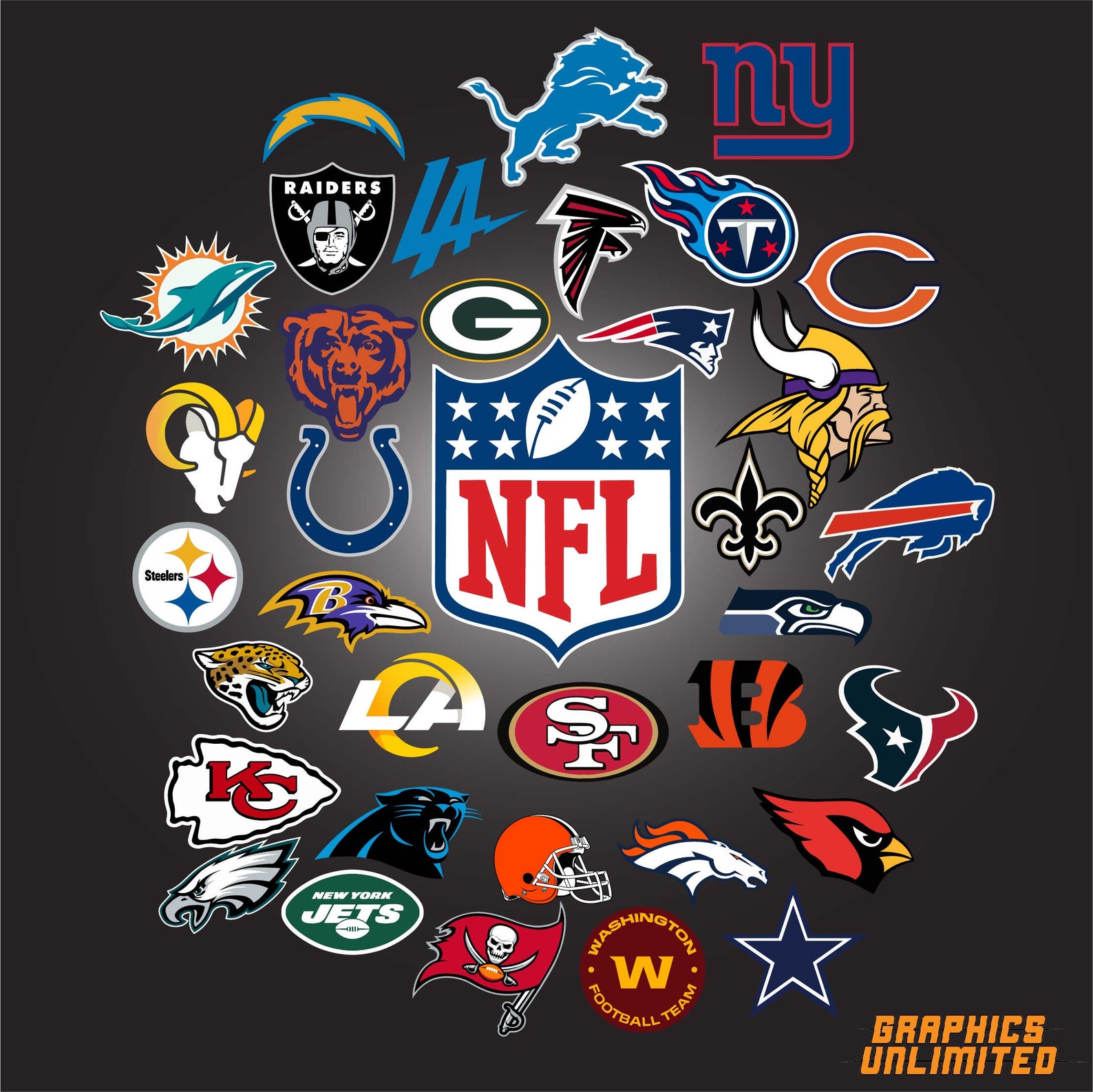 Alle 32 NFL SVG Teams Logos Up To Date Skalierbare aiDatei Etsy