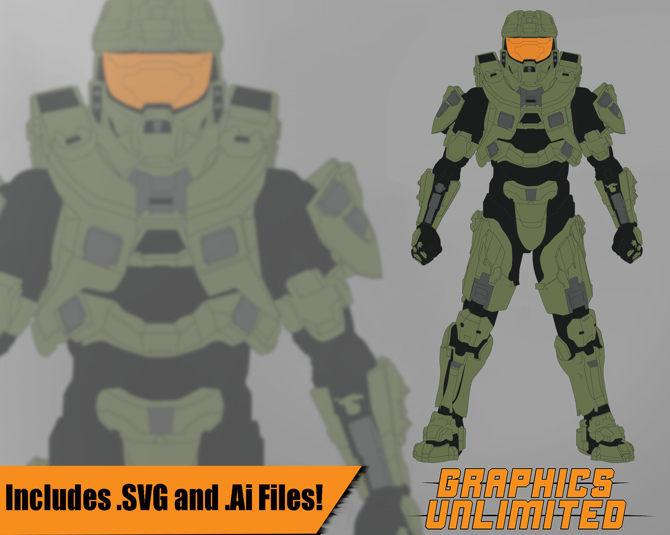 Master Chief Halo .AI and .SVG Files Vector Files | Etsy