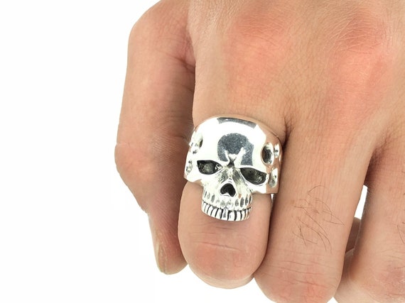 Silver ring skull ring Open adjustable ring Adjustable Silver ring,Skeleton ring Skull Sterling silver ring skull jewelry,
