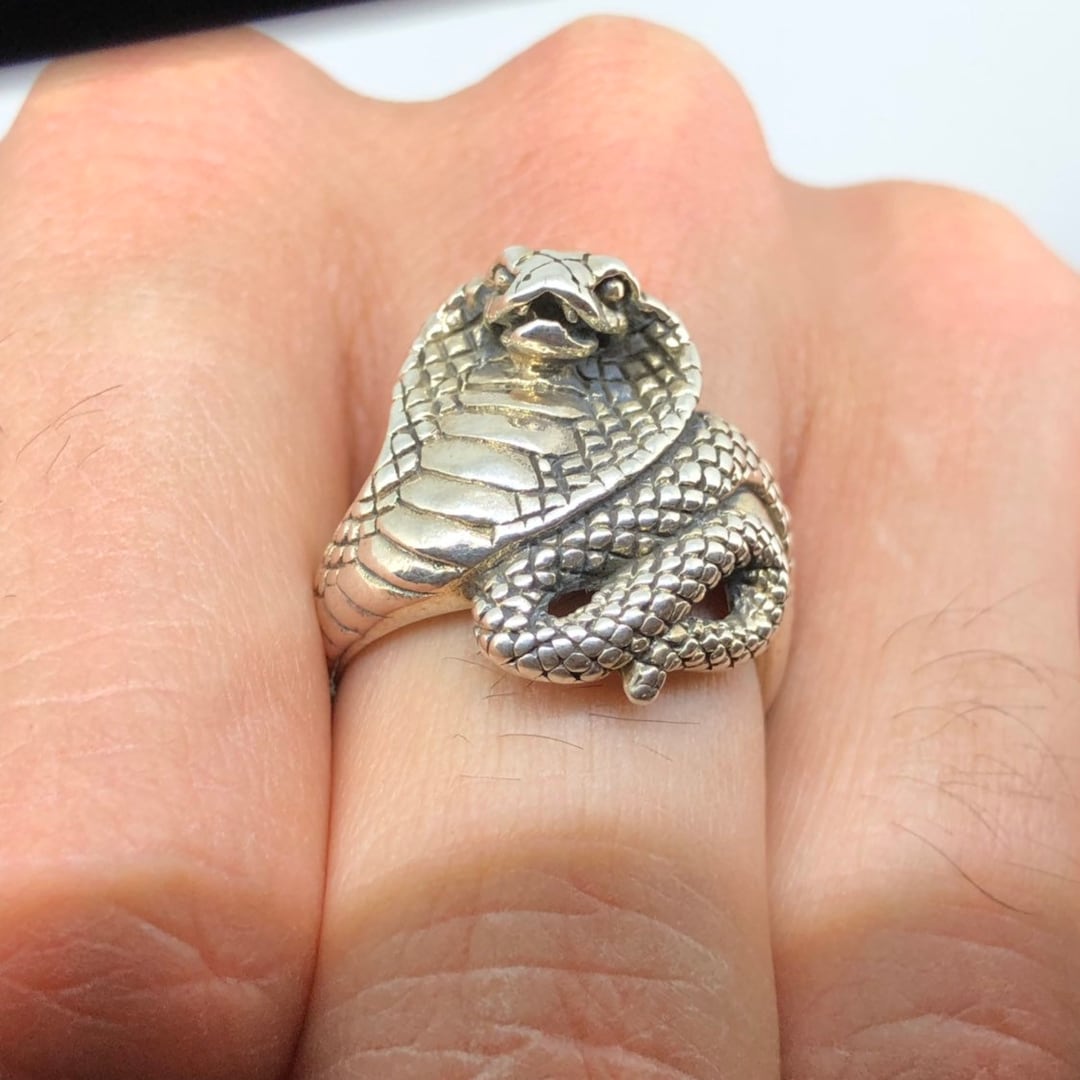 Cobra Silver Ring, Snake Ring, Animal Ring, Cobra Sterling Silver Ring