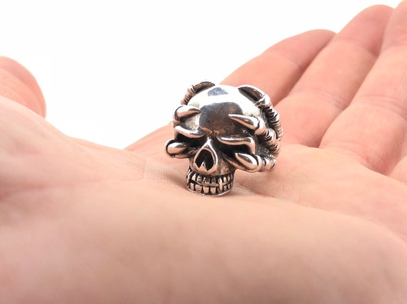 Skull Ring Sterling Silver Mens Ring Gents Silver Ring Skull