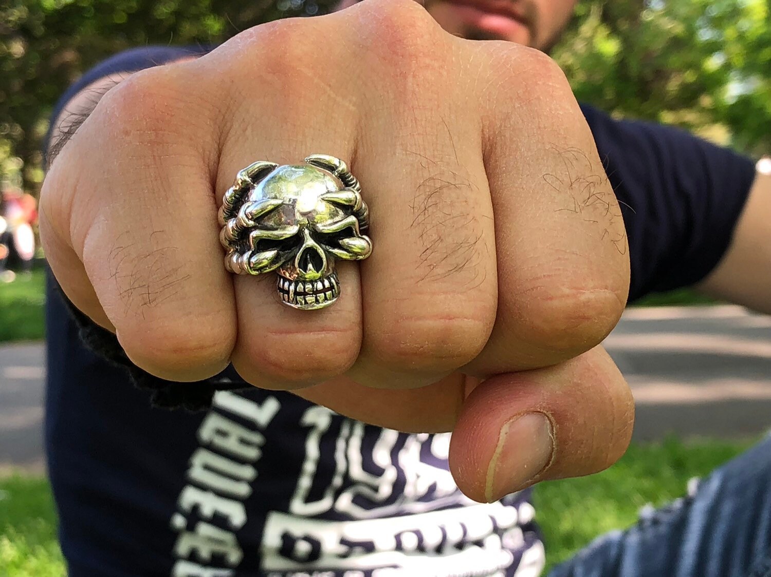 Silver skull ring mens sale