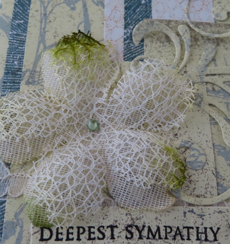 Greeting Stamping Stickers Banner Loss Die cuts Sympathy Card Deepest sympathy Flowers Handmade Grieving Lace Swirls Bling