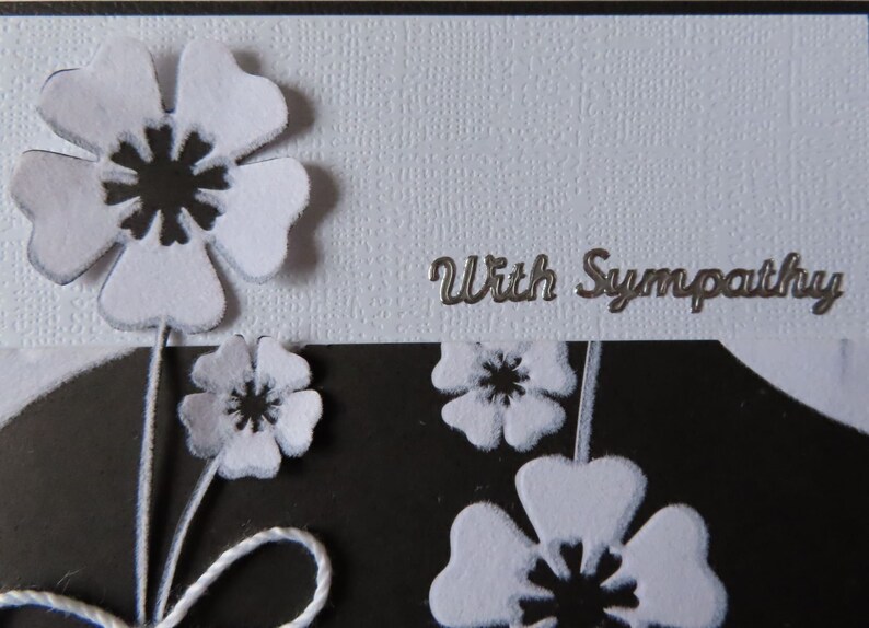 Grief Handmade Loss Cording Mourning Flowers Stickers Greeting cards Sympathy White Black With sympathy Silver Cards