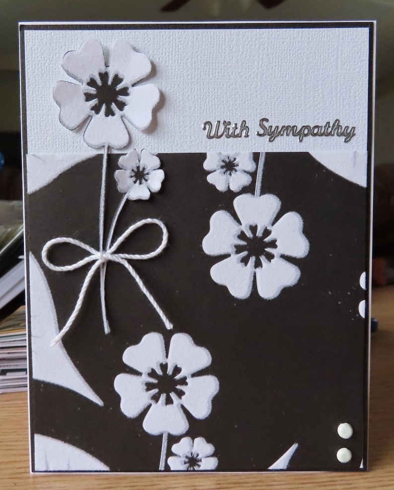 Grief Handmade Loss Cording Mourning Flowers Stickers Greeting cards Sympathy White Black With sympathy Silver Cards