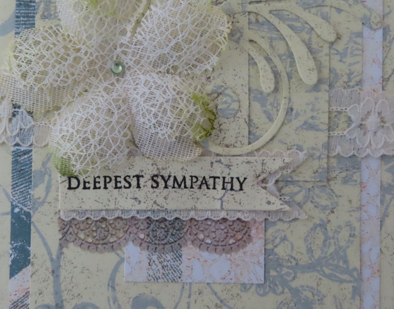 Greeting Stamping Stickers Banner Loss Die cuts Sympathy Card Deepest sympathy Flowers Handmade Grieving Lace Swirls Bling