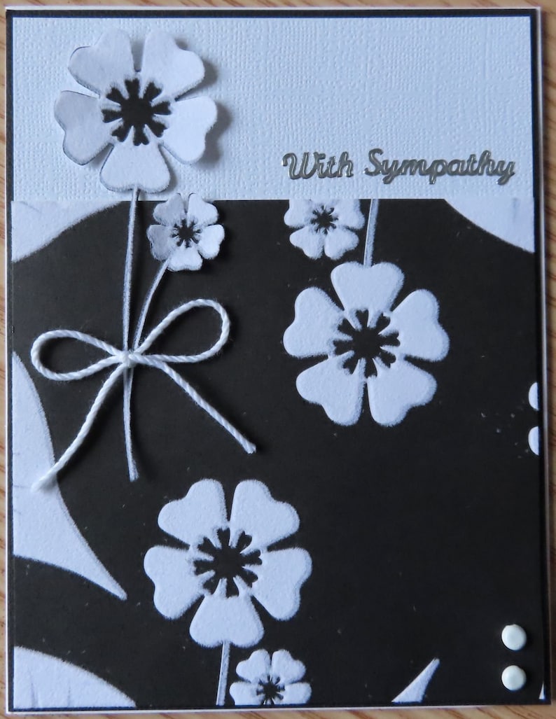 Grief Handmade Loss Cording Mourning Flowers Stickers Greeting cards Sympathy White Black With sympathy Silver Cards