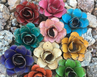 12 Metal Rustic Roses Vintage Flowers