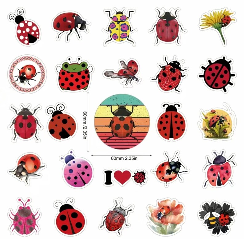 Ladybug Stickers, Bug Stickers, Vinyl Stickers, Decals, Fun Stickers, 5 ...
