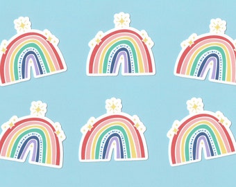 Rainbow Sticker, Rainbow with Stars Sticker, Tumbler Sticker, Laptop Sticker, Vinyl Sticker, Stocking Stuffer