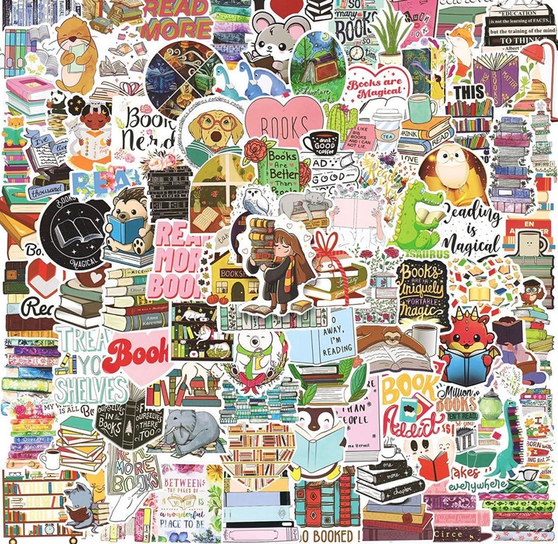 Reading Sticker Pack, Book Stickers for Water Bottles, Book Themed ...