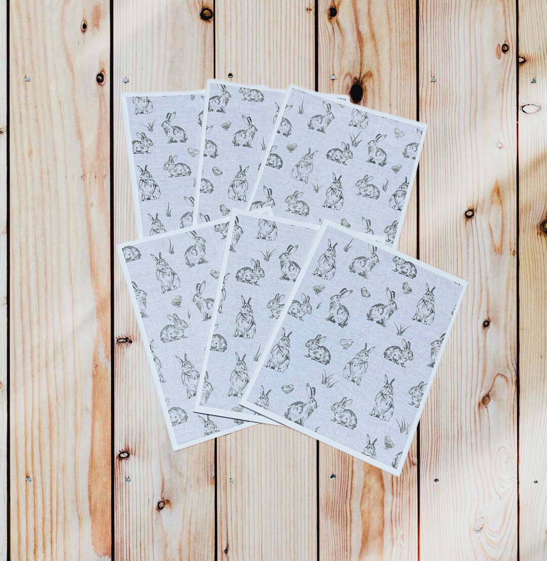6 Easter Bunny Greeting Cards, Handmade - Etsy