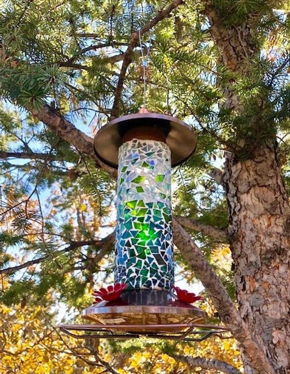 Glass Mosaic Hummingbird Feeder Etsy