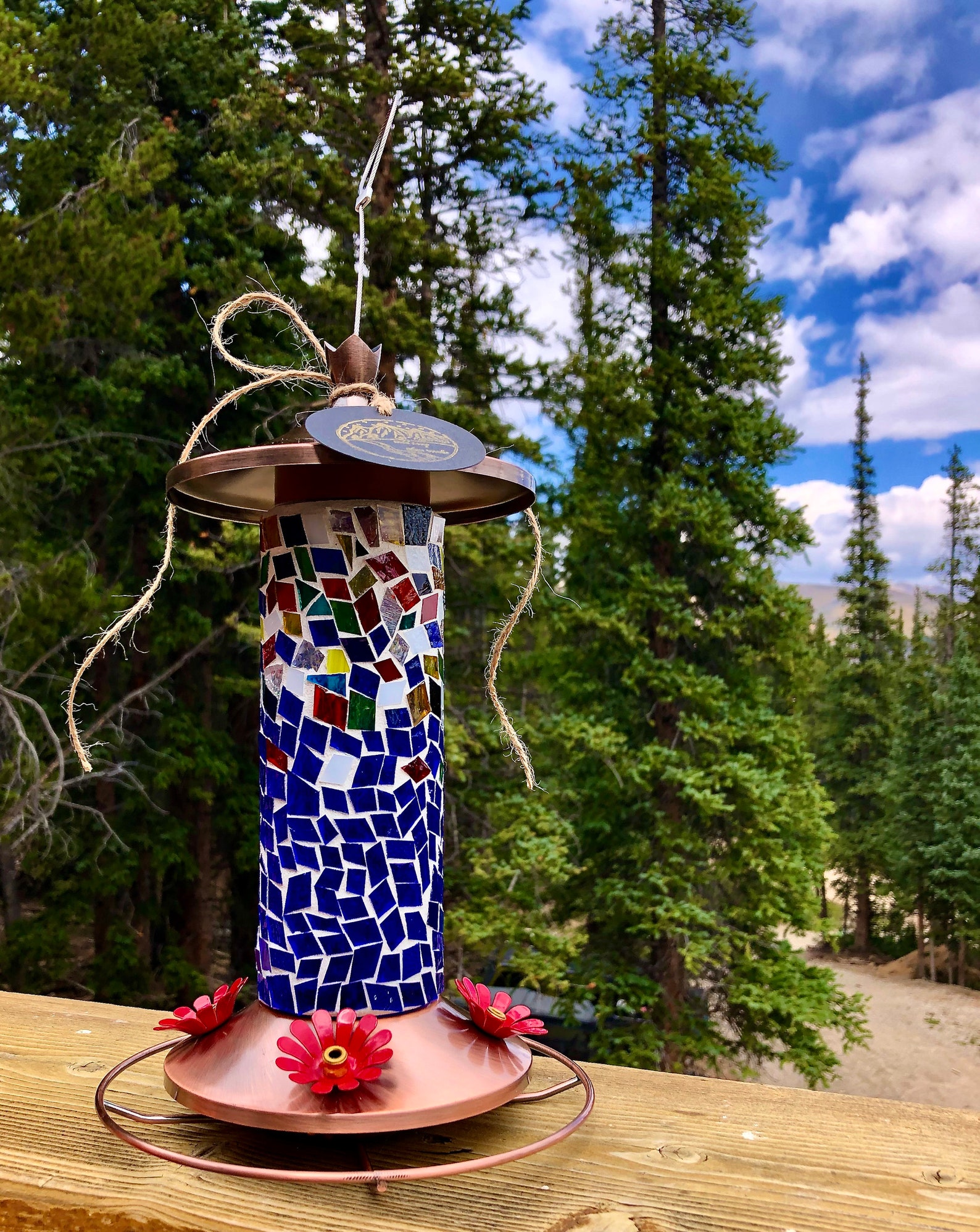 Blue/green and Confetti Fade Glass Mosaic Hummingbird Feeder - Etsy