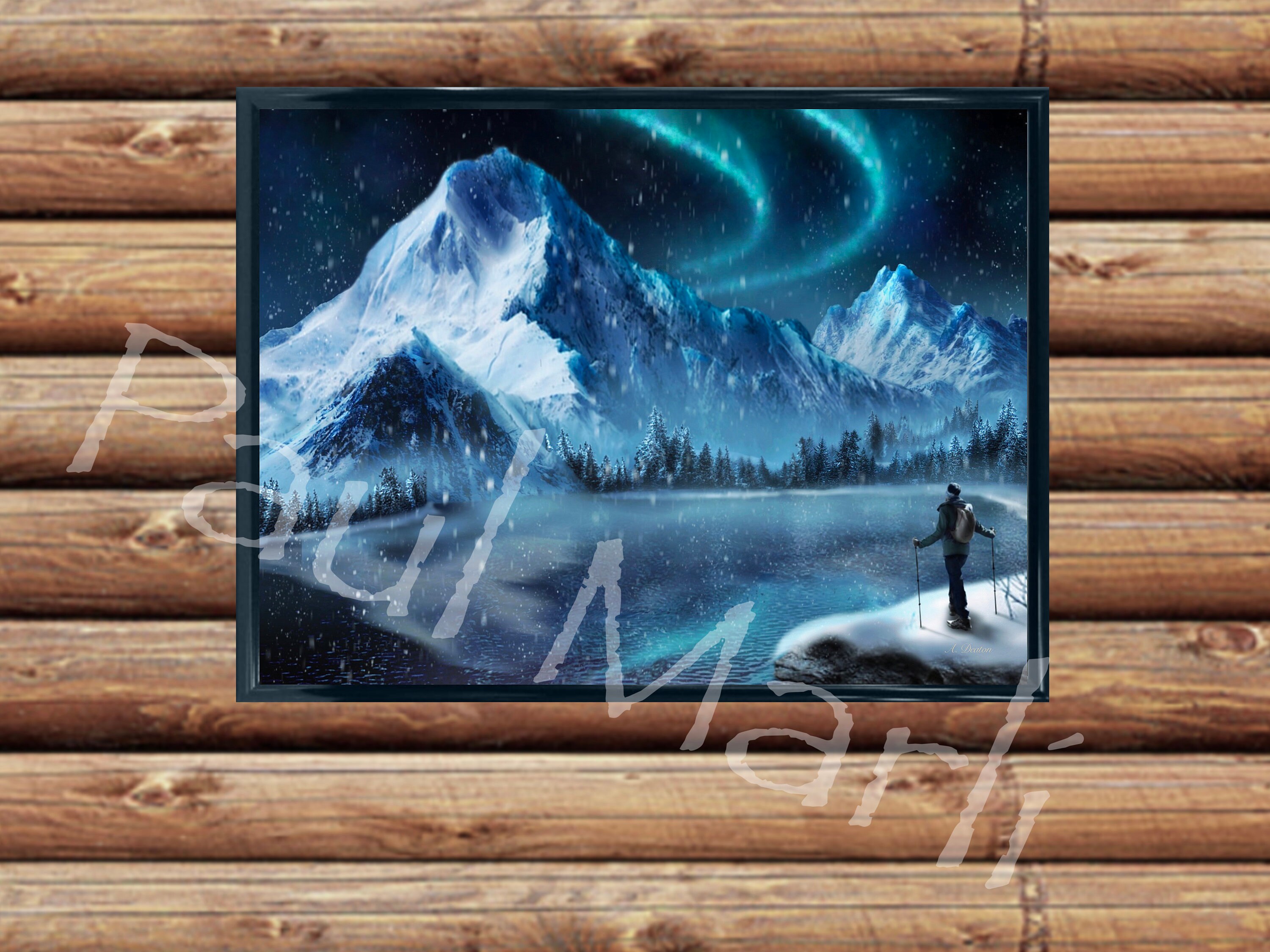 オーロラ - 風景画 - アラスカ - 風景画 - 家の装飾 - デジタル