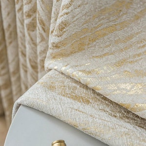 Extra long Curtain high celling tall window double side room divider curtain Drapery chevron gold metallic cream high-end Custom drape