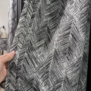 Custom Curtain Structural drape modern fishbone double side Room divider curtain panels black white chevron drapery extra long window