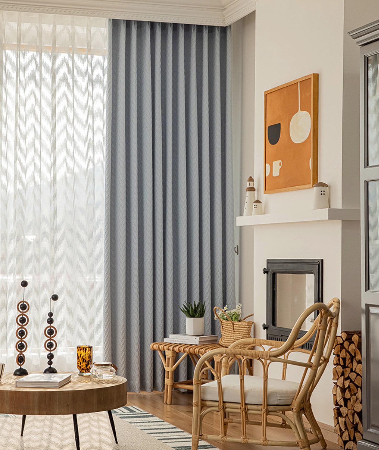 Extra Long Custom Made Drapes Luxury Drapery Embossed Chevron Pattern