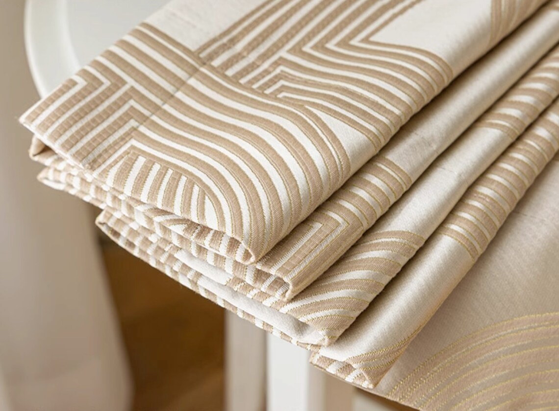 Custom Made Curtain Drapery Drape Link Chain Geometric Embroidery ...
