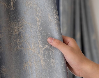 Custom made Curtain Window Drapery blackout silver grey blue branch upscale white Curtain Contemporary bedroom drape window glam home decor