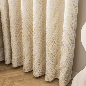 Extra long Curtain high celling tall window double side room divider curtain Drapery chevron gold metallic cream high-end Custom drape image 6