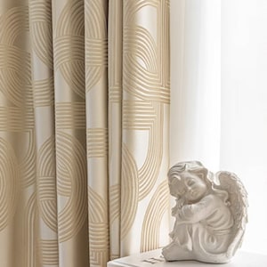 Custom made curtain Drapery drape link chain geometric embroidery modern silky Contemporary decor extra long high celling window living room