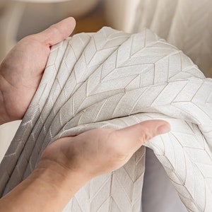 Custom Pair Curtain embossed v chevron pattern herringbone Ivory cream Curtain Pattern blackout Drapery kid bedroom luxury royal home decor