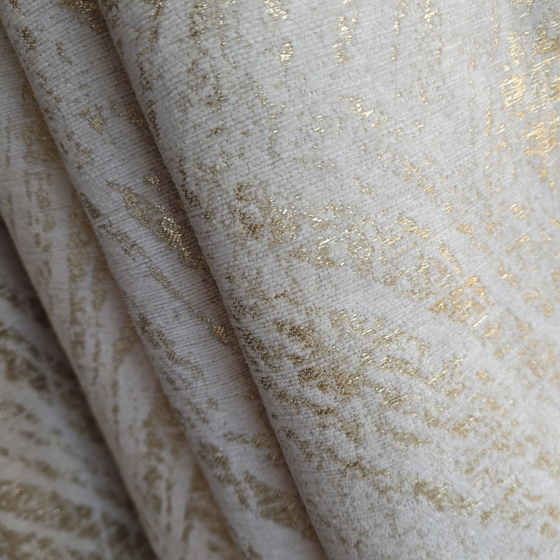 Extra long Curtain high celling tall window double side room divider curtain Drapery chevron gold metallic cream high-end Custom drape image 2