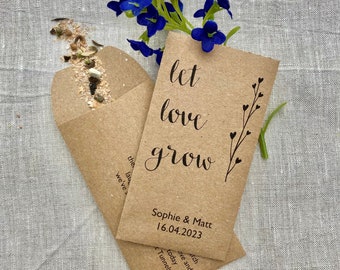 Let love grow wedding favour Pack of 10 *SEEDS INCLUDED*  Wildflower seed wedding favour - Rustic wedding favour