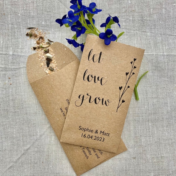 Let love grow wedding favour Pack of 10 *SEEDS INCLUDED*  Wildflower seed wedding favour - Rustic wedding favour
