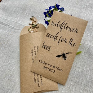 Let love grow wedding favour Pack of 10 *SEEDS INCLUDED* - Wildflower seeds for the bees - Rustic wedding favour