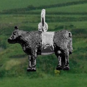 Sterling Silver Charm Belted Galloway Cow