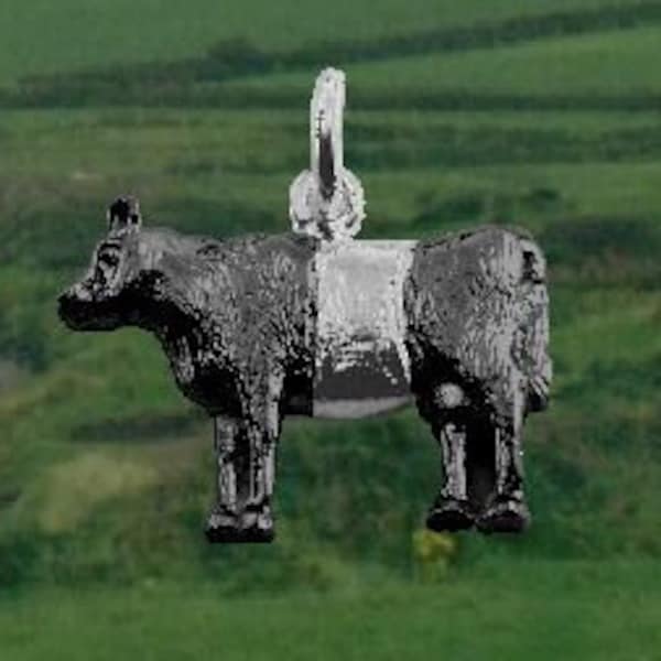 Sterling Silver Charm Belted Galloway Cow