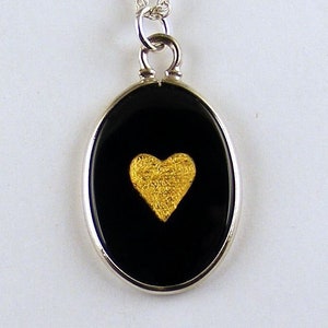Sterling Silver Black Onyx and 23 Karat Gold Pendant