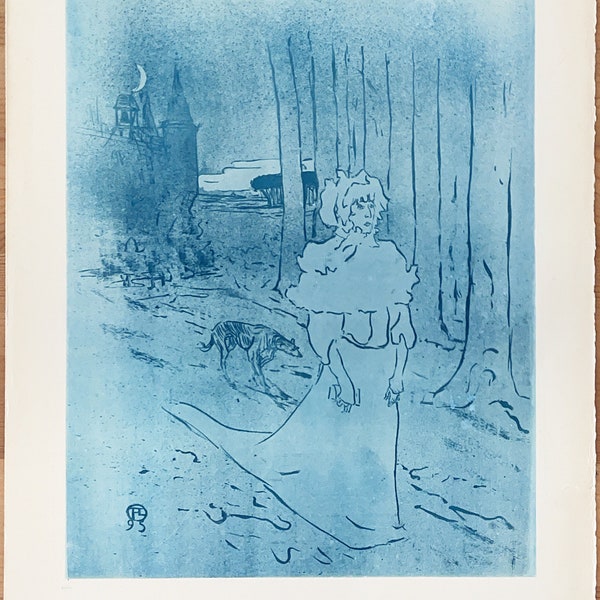 Vingage 1940's Toulouse Lautrec Original Lithograph La Chatelaine on Le Tocsin Limited Edition from the ELLES portfolio