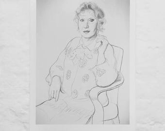 Original Vintage Ausstellungsplakat für David Hockney 1994 Rare Ausstellung Kunst Show mit Schwarz und Weiß Porträt