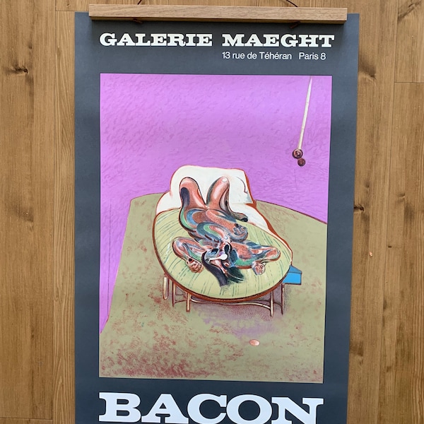 Originele Vintage Franse tentoonstelling Poster voor 1966 Francis Bacon Show in Parijs