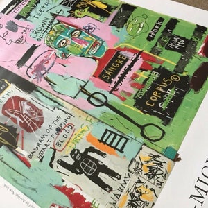 Cartel de exposición original Jean-Michel Basquiat NYC arte popular contemporáneo famoso artista callejero museo curador regalo para él amante coleccionista