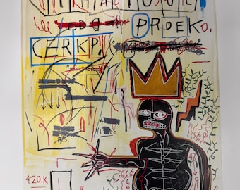 Jean-Michel Basquiat Poster – “With Strings Two” 1983 | Neo-Expressionist Art Print | Crown Artwork Wall Art
