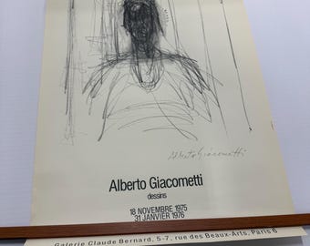 Alberto Giacometti Dessins Poster 1975 – Galerie Claude Bernard Paris / Cartel de exposición vintage / Dibujo figurativo